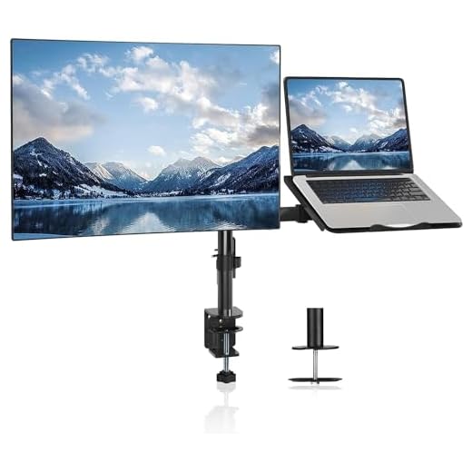 LIONS HEAD Monitor Stand with Laptop Tray - Basic Pole Mount for 22-32 Inch Monitors, Tilt Adjustable, Ergonomic Design, Weight Support 8 kg, Stand Weight 3.6 kg Self Installation
