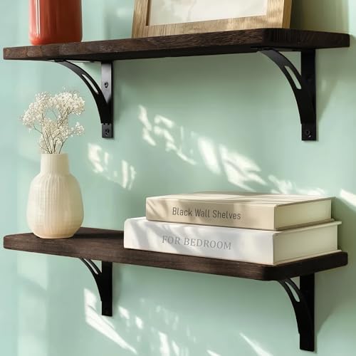 Reinforced Steel Bracket Brown Shelves for Wall - Easy to