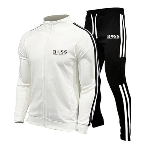 JYukaichen Uomo Sportswear, tuta per il tempo libero, Tricot Tracksuit, Completo Sportivo Uomo Autunno Tuta, Chiusura con Cerniera e Tasche, 2 pezzi jogging da Unisex, L