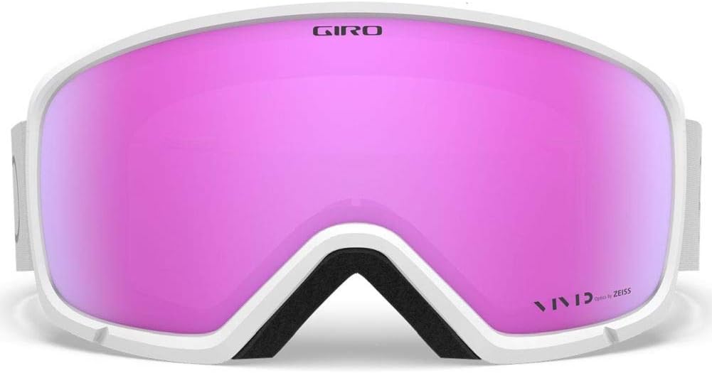 Giro Ringo Ski Goggles - Snowboard Goggles for Men, Women & Youth - White Core Light Strap with Vivid Pink Lens