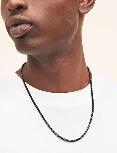 Stylish Unisex Black Necklace For Women Men 2.5Mm Box Chain, 925 Sterling Silver Clasp Box Chain Black Chain For Men16/18/20/22/24/26/28/30 Inches(20) #TOP3