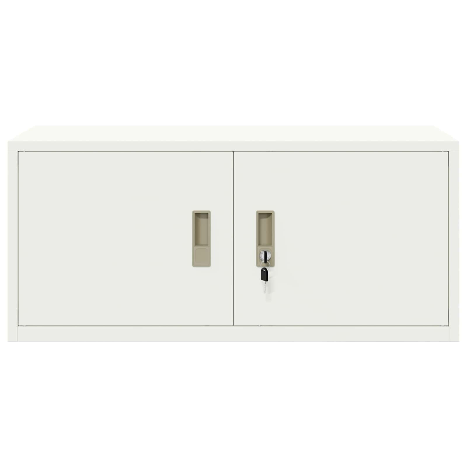 vidaXL Armoire de Rangement Blanc 90 x 40 x 40 cm Acier, Armoire de Bureau Moderne, en Acier rectangulaire, fermant à clé, Espace généreux, Meuble Industriel, Solution Robuste