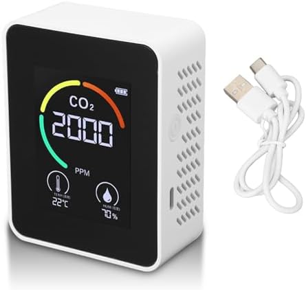 ASHATA 5 in 1 Carbon Dioxide Detector, Portable CO2 Detector Support HCHO TVOC Temp Humi Moniting, Detect Carbon Dioxide Concentration in The Air, ASHATA3g9kvhw4uq