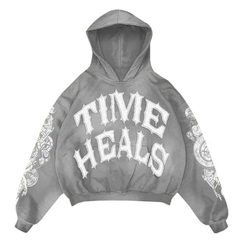 Retro Y2K Hoodie Gothic Alphabet Blast Print Pattern Skull Hoodie Emo Grunge Harajuku Streetwear Men Clothing