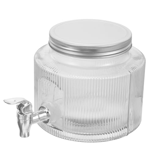 HEALEEP ガラス製ドリンクディスペンサー 蛇口付き 大容量 飲料サーバー 密封蓋付き お茶や 用 飲み物注ぎやすい 家用 パーティー用