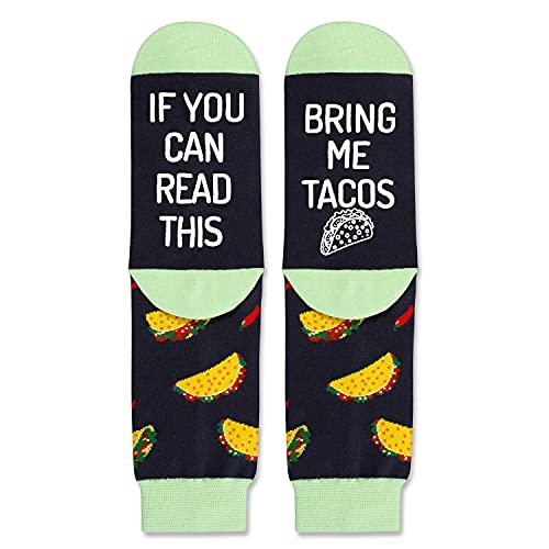 SOCKFUN Unisex Taco Socks Taco Gifts for Men Women, Taco Gifts for Taco Lovers If You Can Read This Bring Me Tacos Socks