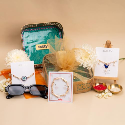 Image of SALTY Raksha Bandhan Jewelry Gift Box for Sister, Brother, Bhaiya & Bhabhi | Stylish Rakhi Gift Hamper | Festive Gift for Siblings | Elegant Luxury Gift Box