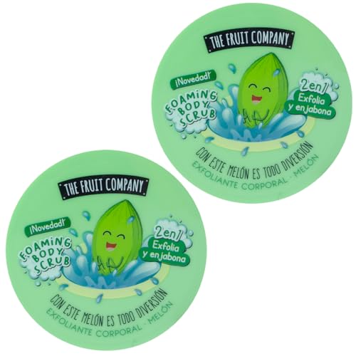 The Fruit Company Exfoliante Corporal 2 en 1 Pack 2 x 400 g – Aromas Frutales (Melón, Piña, Sandía o Fresa) – Exfolia, Renueva y Suaviza la Piel – Textura Gel Cremosa (MELÓN)