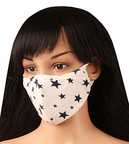 Touchstone Soft Cotton Knitted Face Mask - Medium Size Comfortable Washable Double Layer. (Pack of 3). Orange Brown White4