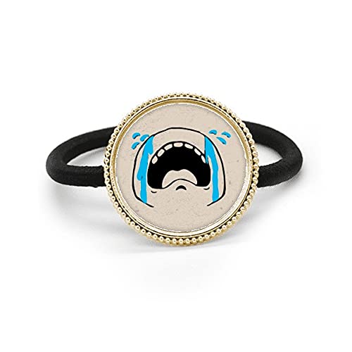 Plata metal corbata de pelo con triste cara de dibujos animados y goma tocado elástico