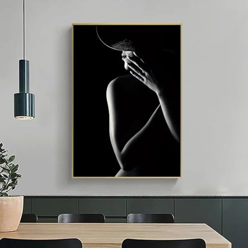 Impression sur toile haut de gamme de nu artistique noir et blanc