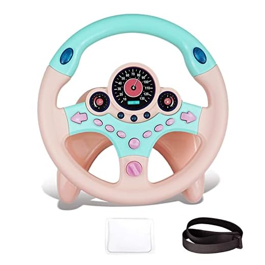 RedCrab Steering Wheel Car Driving Simulated Toy with Light and Music for Kids, Pretend Driving Seat Toys,Baby Electric Early Learning Educational Toys for Boys and Girls(Pink)