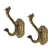 MfhdgXAvs Vintage Wall Hooks Heavy Duty Wall Mounted, Vintage Hooks 2Pcs Coat Hooks Decorative Hook for Coats, Towels, Keys & Purse Rust Resistant & Easy Installation Kit Included (Bronze Dragon)