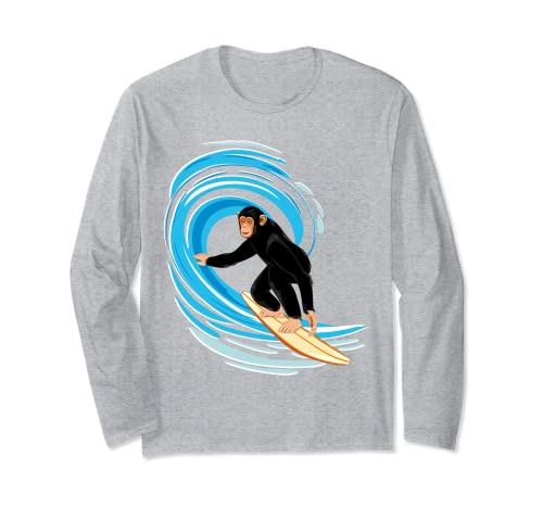 Mono de Surf. mono montando la ola del tubo en tabla de surf Manga Larga