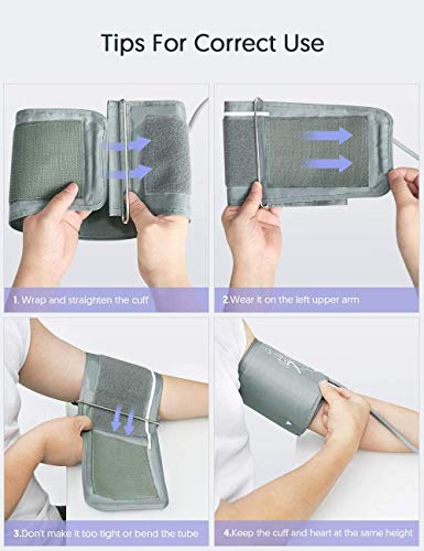 Arm Blood Pressure Monitor, HYLOGY Large LED Display Blood Pressure Machine with Adjustable Blood Pressure Cuff 2 Users Mode 180 Reading Memories, Support USB C Charge - Thumbnail 6