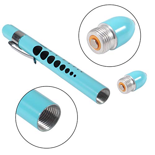 Aokin Medical Pen Light For Nurse Doctor, Reusable Led Medical Penlight Flashlight With Pupil Gauge And Ruler, White Light, Sky Blue #TOP3
