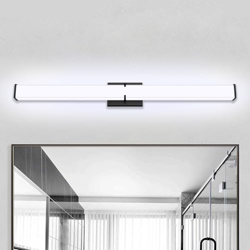 Image of Bathroom Light Fixtures: 40 Inch ETL Certified LED Bathroom Vanity Light 5000K Cool White 40W 3600LM - Modern Black Vanity Light Dimmable with Clear Shade - Bathroom Lighting Fixtures Over Mirror