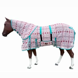 HILASON 84″ Inches Horse Fly Sheet with Neck UV Protect Mesh Bug Mosquito Summer White Aztec | Horse Fly Sheet | Horse Western Fly Sheet | Fly Sheets for Horses | Mosquitoes Protection for Horses