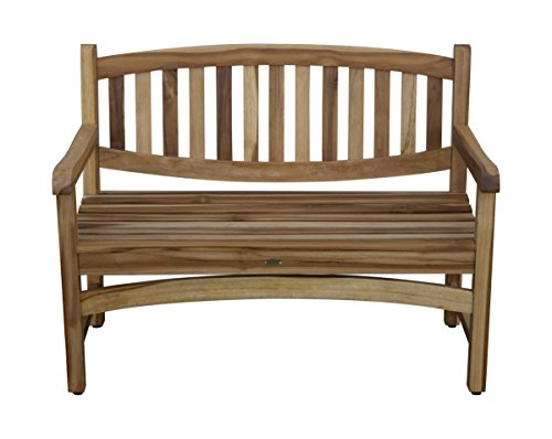 EcoDecors Kent 51 inch Outdoor Bench Teak Wood Garden Bench for Patio with Armrests and Backrest for Indoor Use and Outdoor, in Natural Color