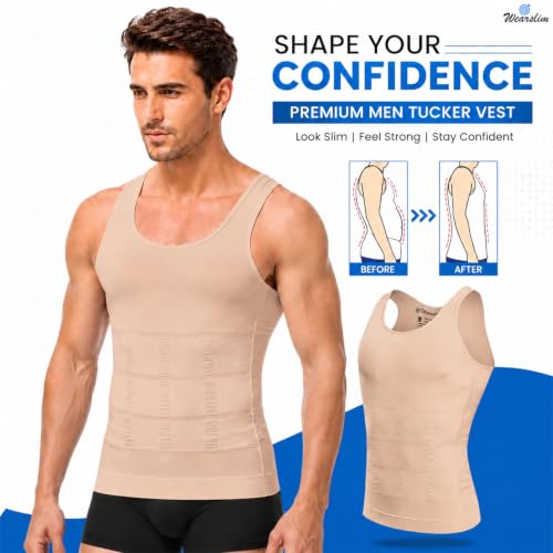 Image of Wearslim Men's Slimming Body Shaper Vest Shirt | Abs Abdomen Slim Stretchable Tummy Tucker Vest