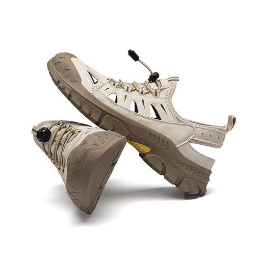 Men's Leather Cutout Lace-Up Platform Hiking Sandals Summer Lightweight Breathable Outdoor Casual Beach Sandals for Outdoor Walking Driving4