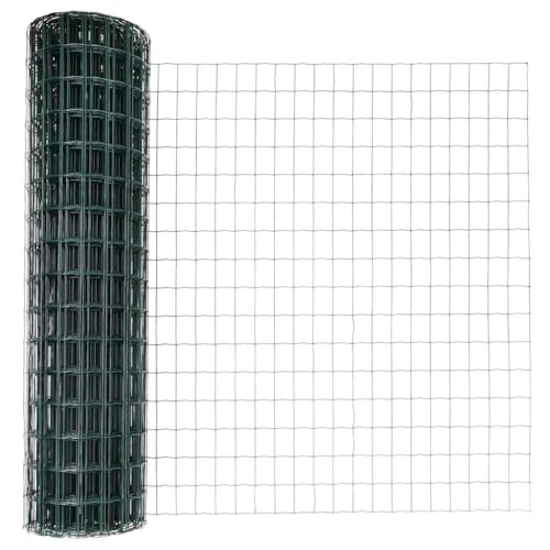 Grüner Gartenzaun mit Pfosten, 1,2 x 10 m, Stahl und PVC, robuste Drahtgeflecht-Einzäunung, ideal für Garten und Terrasse, langlebiger Sichtschutz