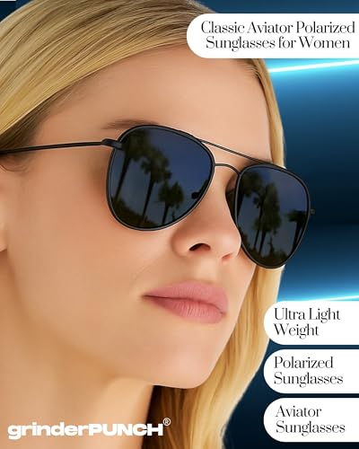 Image of grinderPUNCH Polarized Aviator Sunglasses Men Women 70s Retro Costume UV400