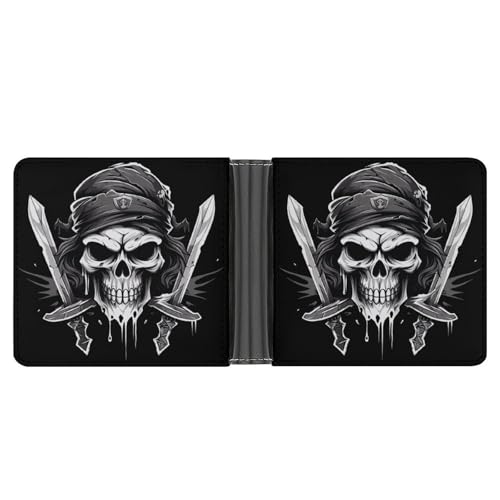 Pirate Flag Skull Flag Bifold Wallet PU Leather Coin Purse Lightweight Credit Card Holder Wallet Money Clip