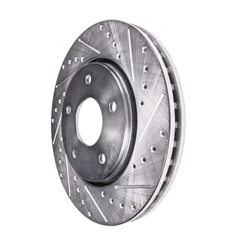 Image of Detroit Axle - Front Brake Kit for 2011-2015 Hyundai Sonata 2011-2016 | Kia Optima, Drilled & Slotted Disc Brake Rotors Ceramic Brake Pads w /Hardware 2012 2013 2014 Replacement 11.81 inch Rotors