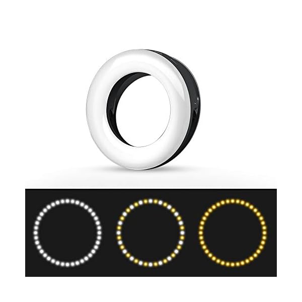 XINBAOHONG Selfie Licht Handy Ringlicht Handy 40 LED Ringleuchte mit 3 Stuff Helligkeit USB Wiederaufladbar Selfie Ring Licht, für Alle Handy/Tablet/Laptop und Fotos (Weiß) – Bild 3