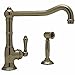Rohl A3650/11LPWSTCB-2 Country Single Handle Kitchen Faucet with Spray Tuscan Brass Porcelain Lever