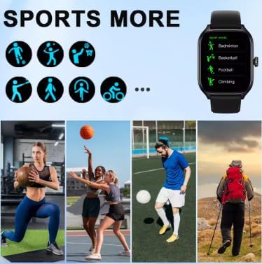 Various sports icons and people engaging in different physical activities, demonstrating the H9 PRO MAX Smart Watch's sports modes