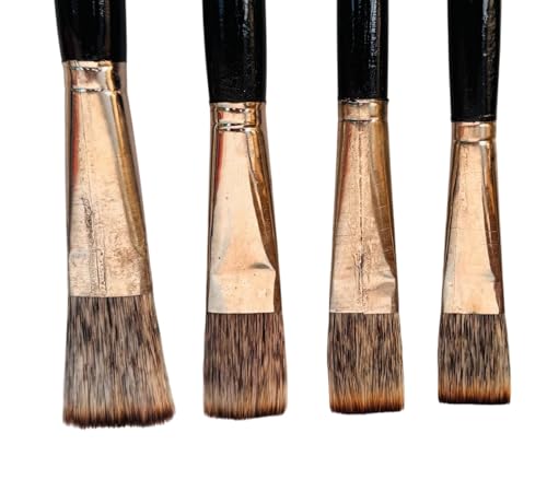 Image of Short Hair Paint Brush Set for Acrylic & Oil Painting | Artist Flat Brushes for Blending, Coating & Broad Strokes | Fine Art for Canvas & Craft Painting | Sizes 14, 16, 18 & 20 (Set of 4)