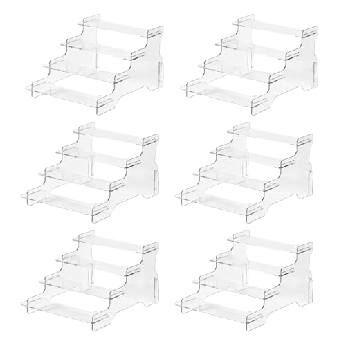 beehomay Display Risers, 4 Tier Perfume Organizer Stand，Clear Cupcake Stand Holder，Display Risers for Figures,Cake Shelves Retail (6 pack)