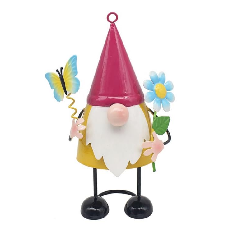 Lesser & Pavey Gnome with Butterfly Garden Ornaments