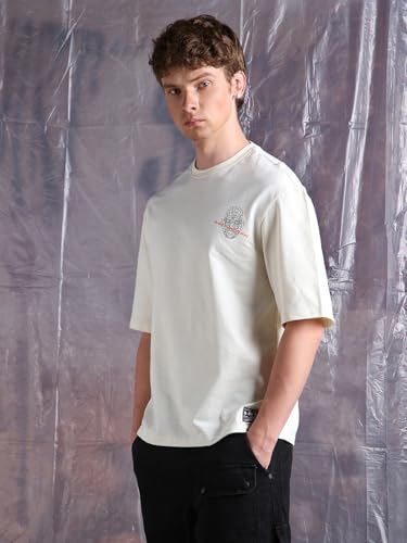 Image of Hubberholme Men Cotton Terry Printed Oversized Round Casual Neck Half Sleeves Tshirts