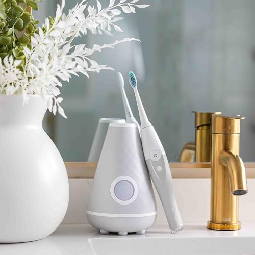 Image of TAO Clean UV Sanitizing Sonic Toothbrush and Cleaning Station, Electric Toothbrush, Dual Speed Setting, London Fog