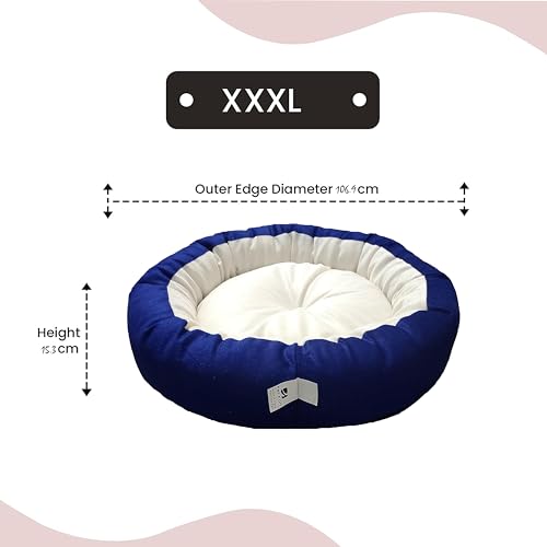Image of XXXL Size Dog Bed for Large Size Dogs and cat Bed Velvet Fabric Dual Color Blue-Cream Anti Skid Bottom Washable Export Quality Big Pet Bed