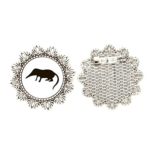 Broche de plata silueta musaraña negra talla mediana: pasador de plata oscura para vestidos