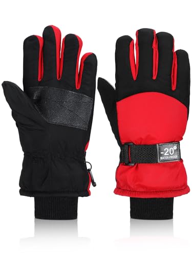 Image of Geyoga Kids Waterproof Winter Snow Ski Gloves for Boy Girl Outdoor Warm Thickening Snowboard Gloves