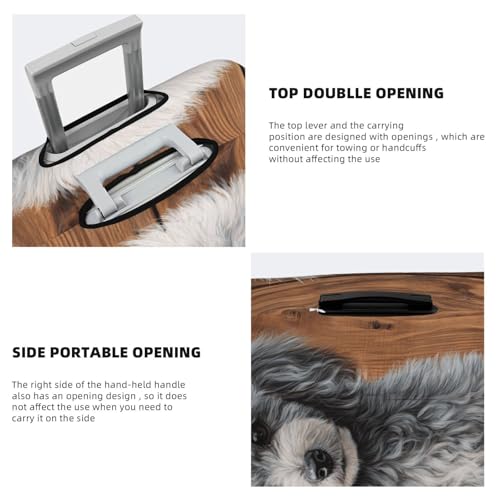 Poodle On Brown Wooden Board Elastic Travel Luggage Covers Dustproof Scratch-Resistant Suitcase Protector Fit 22-24 Inch3
