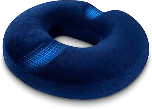 LITSPOT Cuscino Anello Ortopedico Memory Foam Blu Scuro