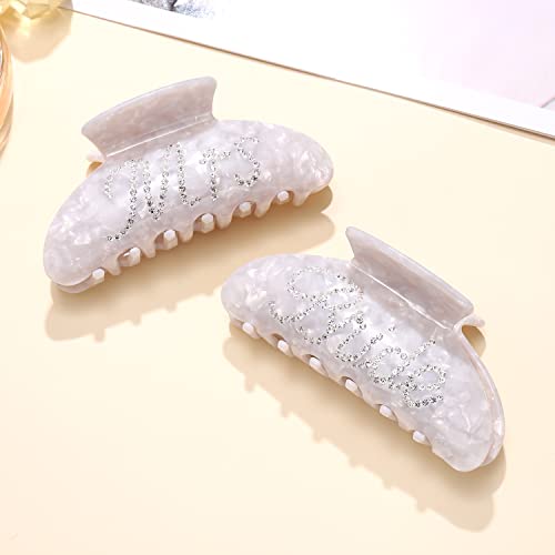 Pack de 2 pinzas para cabello con strass color blanco miniatura 3