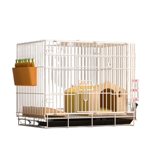 Effonek 子猫や子犬を飼うための家庭用大型ウサギケージ トイレ トレイ ボウル マット 草の巣 給水器 ロープ 餌付きの二重構造ウサギハウス (50*35*40-1層,ホワイト)