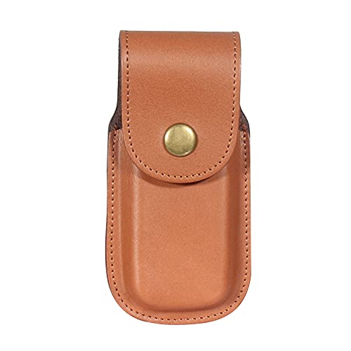 Kosibate Pocket Knife Sheath, Leaher Folding Knife Sheaths for Belt, Multitools Pocket Case Pouch(Brown)