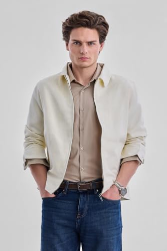 Image of SNITCH Men Casual Jacket | Regular Fit Textured Pattern With Lapel Collar & Full Sleeve | Polyester Blend Zip Closure For Everyday Street Style & Layering