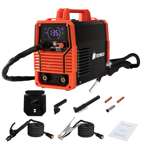 Image of TECWELD 135A MIG Welder 110V 3-in-1 Synergic IGBT Inverter (MIG/Lift TIG/Stick) - Gasless Flux Core, Portable Welding Machine with LED Display