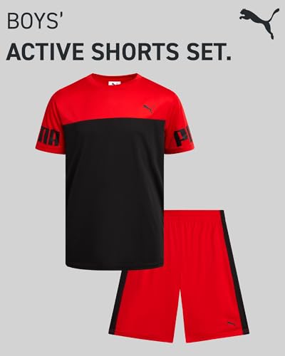 PUMA Boys Active Shorts Set - 2 Piece Dry Fit T-Shirt and Performance Gym Shorts - Activewear Clothing Set for Boys (4-16)2