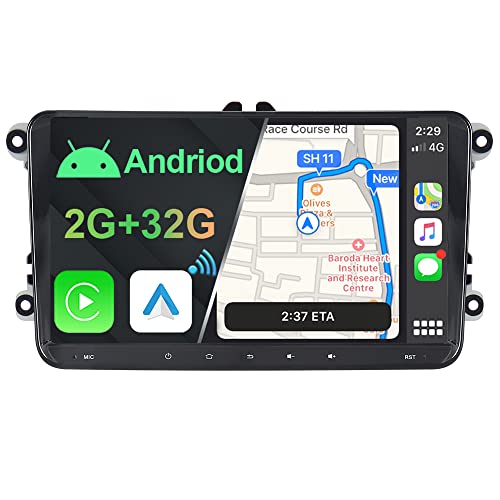 9" Android Autoradio Navigation für VW Golf 5 6 V VI Passat B6 Polo T5, mit 2+32GB, Kompatibel mit Wireless Carplay Android Auto, mit 1280x720p, Unterstützt Navigation DSP BT 5.1 RDS SWC