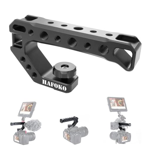 R005 Camera Top Handle Camera Top Cheese Handle Grip Universal Video Stabilizing Rig W 3 Cold Shoe Adapters to Mount Microphone, LED Light, Monitor, Easy Low Angle Shoots Metal